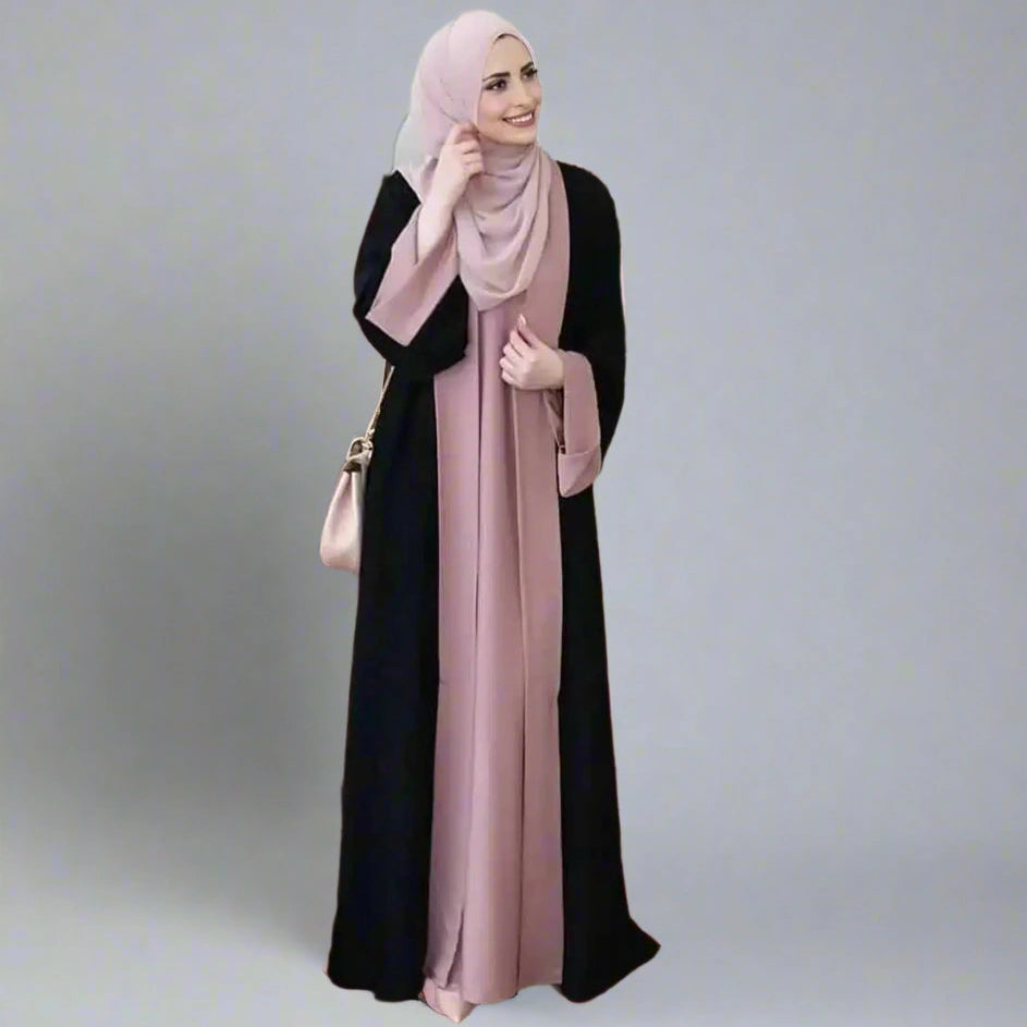 Elegant Muslim Women's Patchwork Abaya Dress - Modest Islamic Prayer Dress for Women - Perfect for Eid, Ramadan, Mosque & Special Occasions