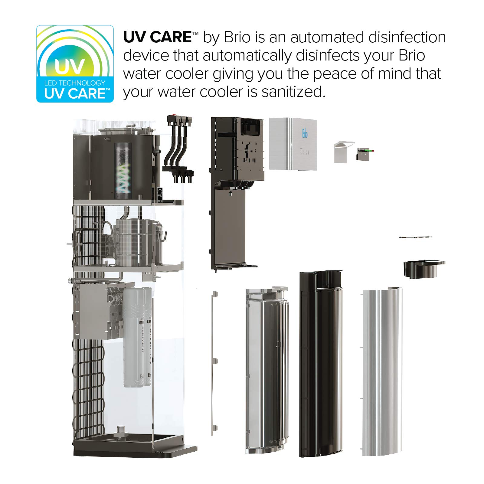 Brio Moderna Reverse Osmosis Bottleless Water Cooler Dispenser - Self-Cleaning, Hot & Cold Water Dispenser with TDS Meter, Child Safety Lock, Digital Display & LED Light - Perfect for Home, Office, and Kitchen Use