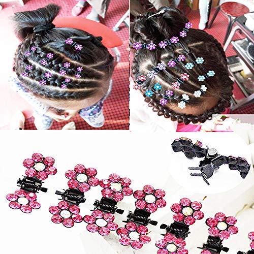 BELICIA 12pcs Flower Rhinestone Hair Clips - Sparkly Glitter Hair Bangs Clips for Baby Girls, Kids & Toddlers - Perfect for Parties, Weddings & Daily Hair Styling