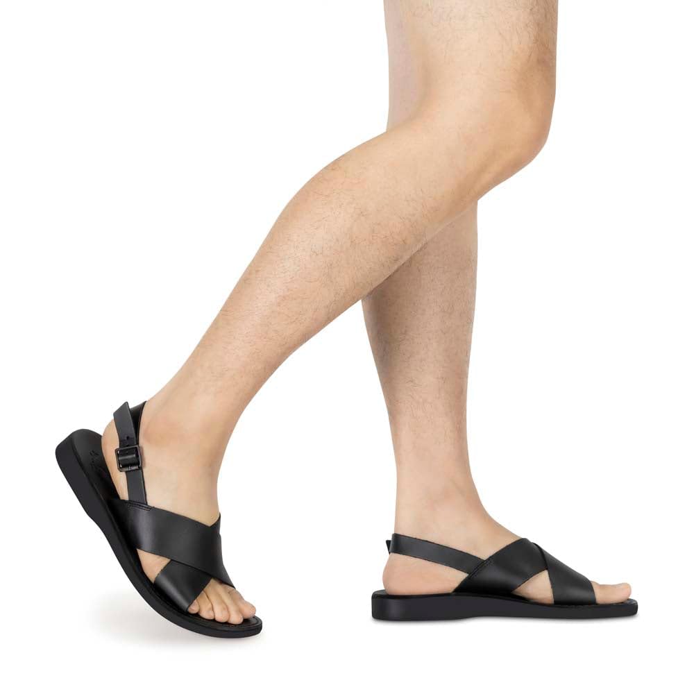 Men's Leather Thick Strap Sandals with Elan Buckle - Comfortable & Stylish for Summer, Beach, and Casual Wear