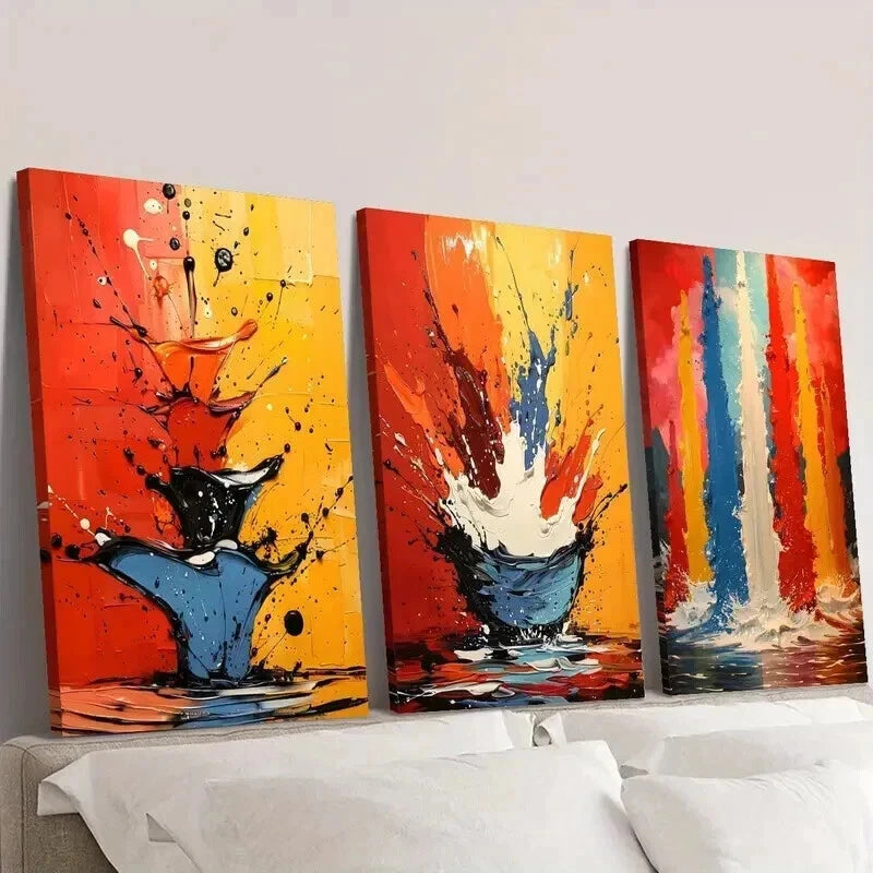 3-Piece Abstract Color Oil Painting Wall Art Set - 50x70cm Framed Canvas, High-Quality Print, 100% Australian Made, Ready to Hang - Perfect for Living Room, Bedroom & Office Decor