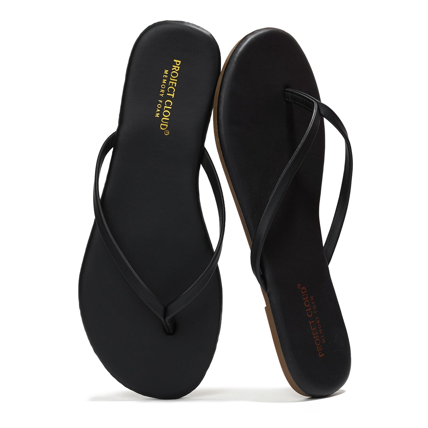 Women's Memory Foam Flip Flops - Vegan Leather Comfort Sandals for Summer 2025 | Lightweight Beach Slides with Cloud Cushioning | Perfect for Poolside, Vacation & Casual Wear (Foundations Collection)