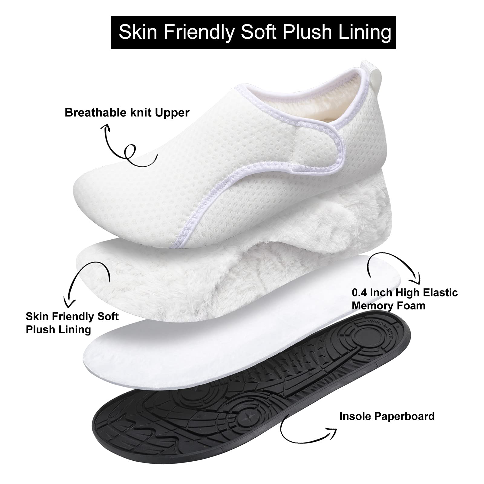 L-RUN Anti-Slip House Slippers for Women & Men - Warm Indoor/Outdoor Home Shoes for Comfort
