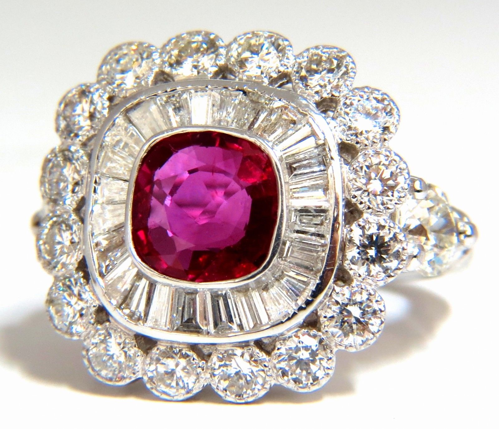 18K Gold Ballerina Cocktail Cluster Ruby Diamond Ring 4.58ct - Elegant Jewelry for Weddings, Parties & Special Occasions