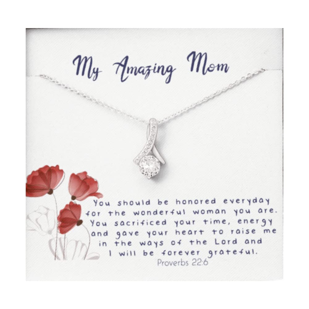 Elegant Heart Pendant Necklace with Gift Message Card for Mom - Perfect for Mother's Day, Birthday & Anniversary Gifts