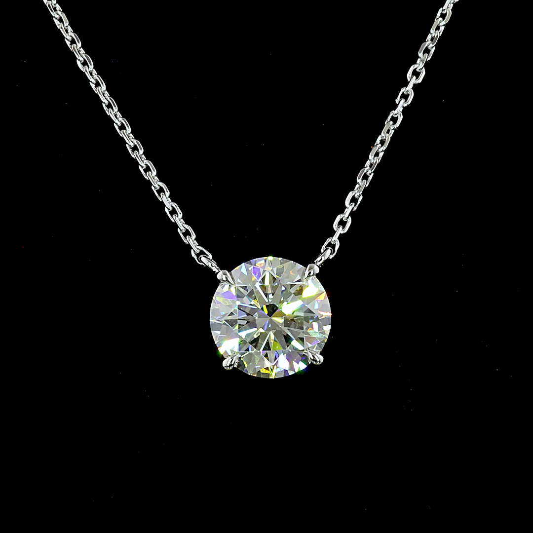 1.61 Carat Lab Grown Round Diamond Pendant - D Color VVS2 Clarity in 14K White Gold Solitaire Setting | Perfect for Anniversary Gifts, Valentine's Day & Special Occasions