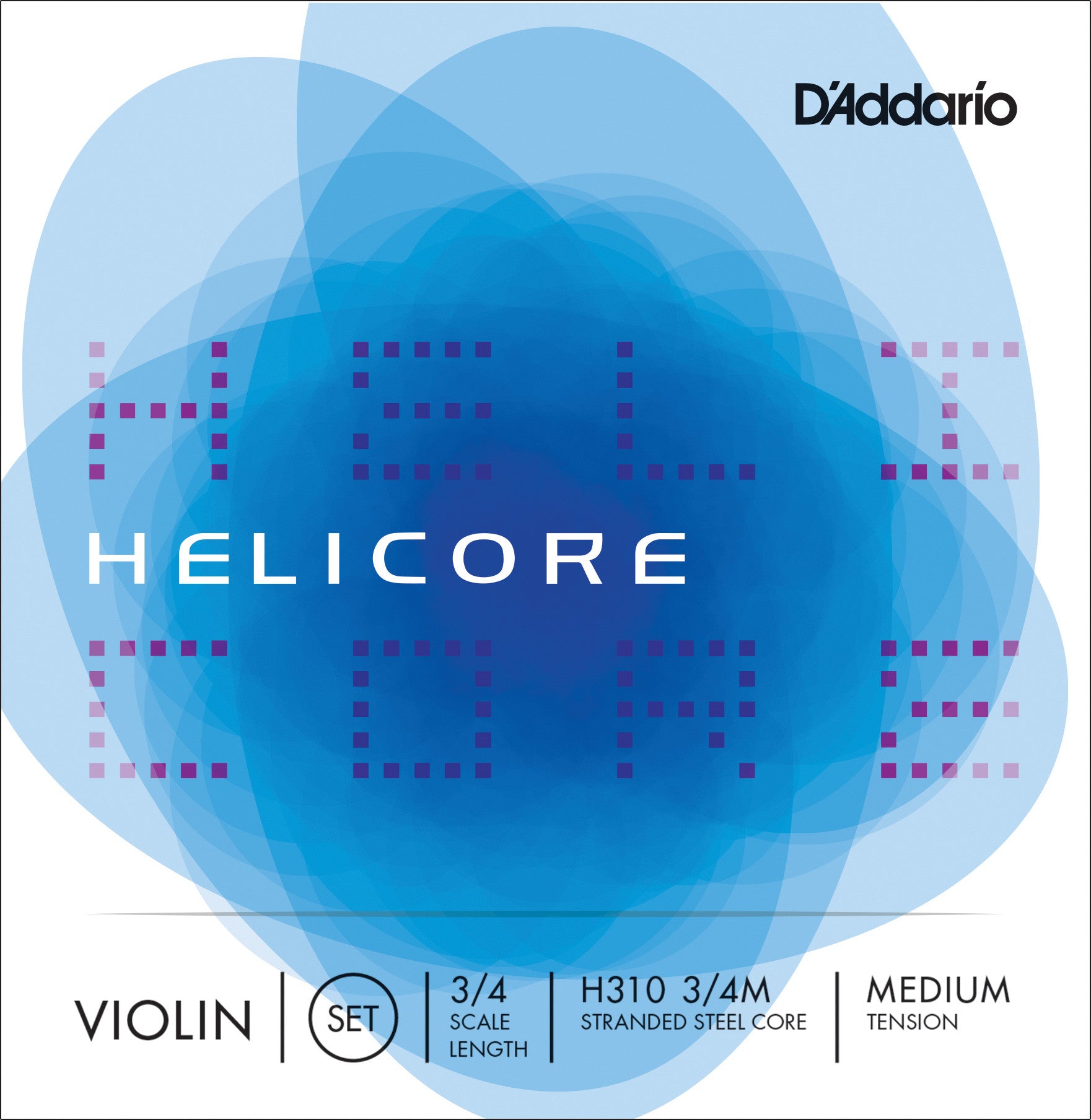 D'Addario Helicore 3/4 Scale Violin Strings - Medium Tension Set for Professional & Student Violinists - Perfect for Practice, Performances & Orchestral Playing