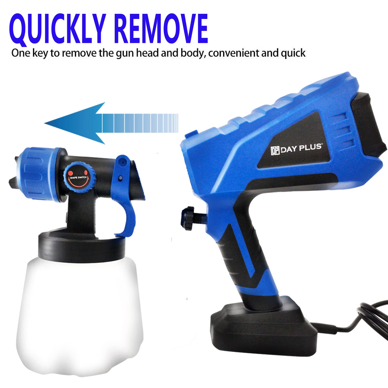 550W Electric HVLP Paint Spray Gun - 3 Adjustable Spray Patterns, Copper Nozzle & 1000ml Detachable Canister - Professional Handheld Sprayer for Walls, Ceilings, Fences, Furniture & DIY Home Projects