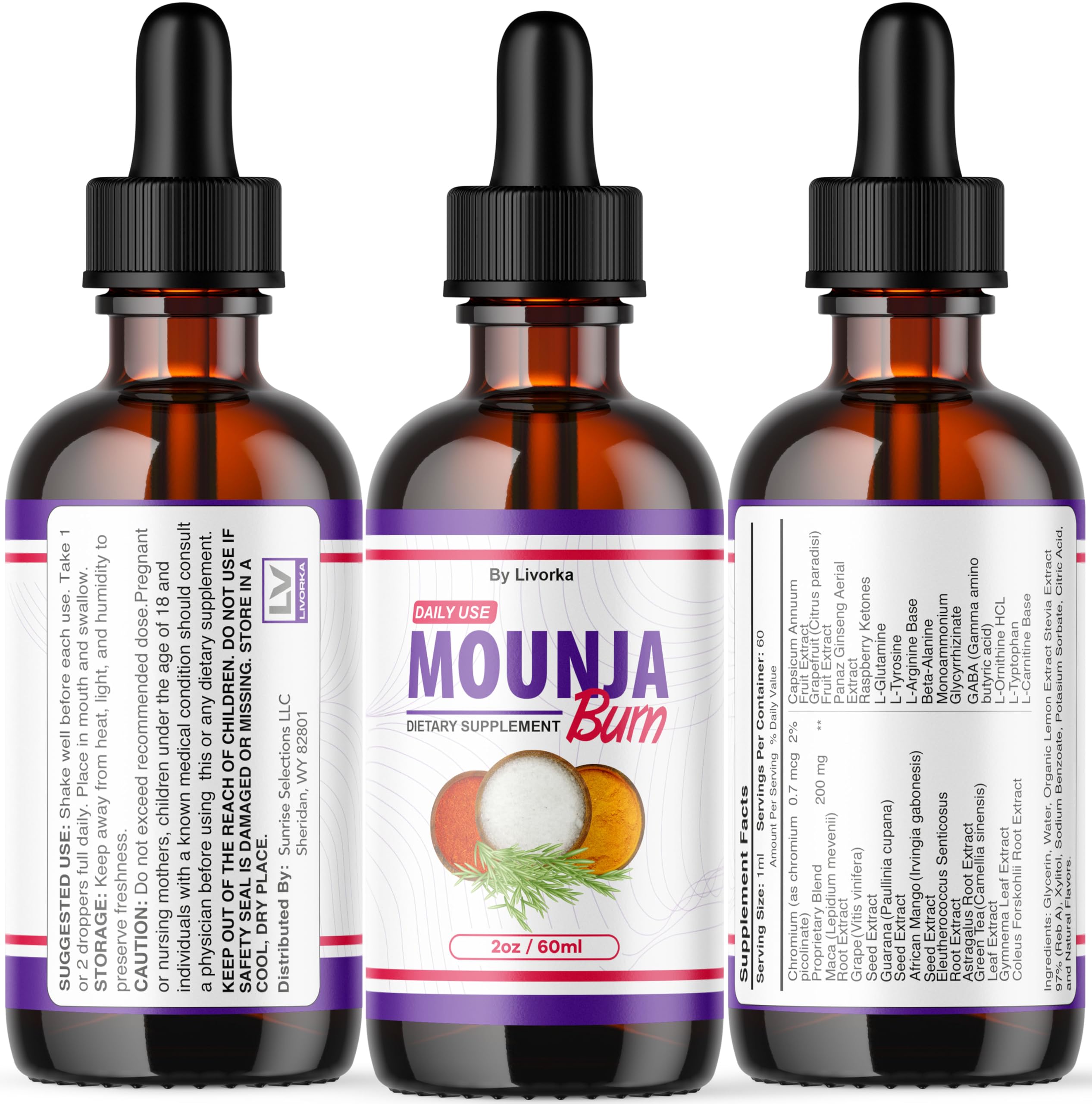 (5 Pack) Mounja Burn Drops - Natural Weight Loss Liquid Supplement, Advanced Herbal Tea Formula, 5 Bottles (5 Month Supply) for Metabolism Boost & Energy Support - Perfect for Daily Wellness Routine & Fitness Goals