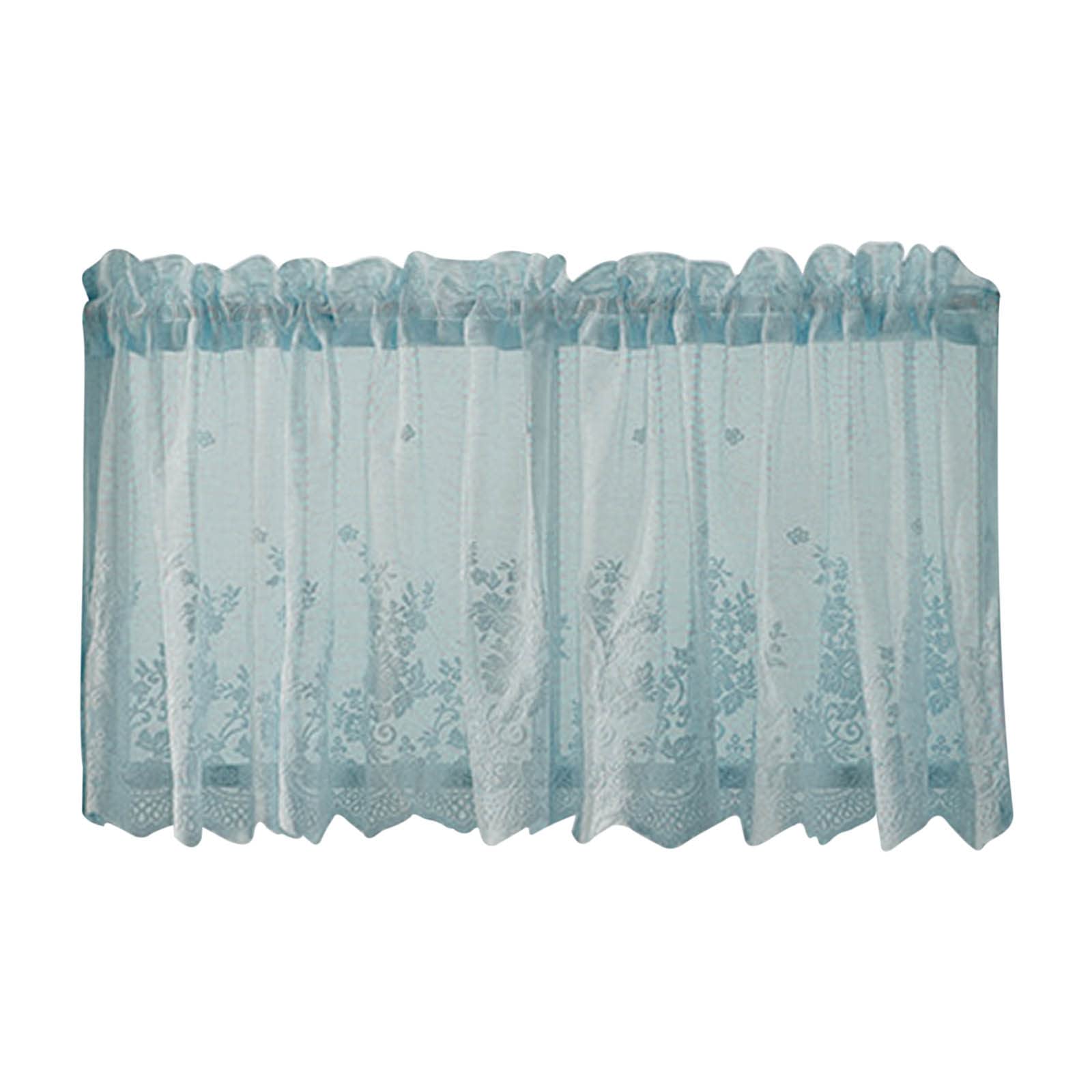 Qiuhdo Floral Lace Curtains - 54x24 Inches Window Treatments for Kitchen, Bedroom & Coffee Shop | Sheer Rod Pocket Panels with Elegant Floral Design | Perfect for Privacy, Sun Filtering & Home Decor