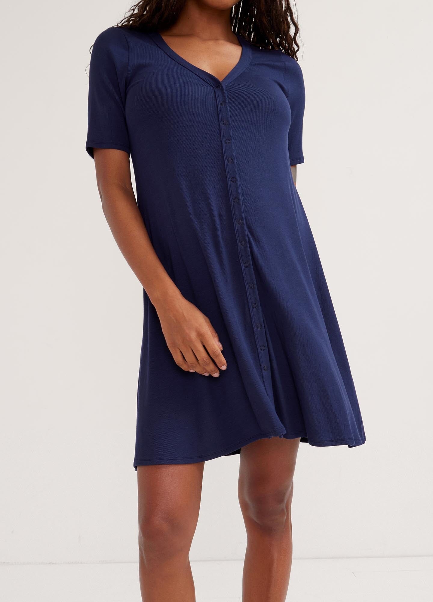Softest Ribbed Nursing Mini Dress for Breastfeeding Moms - Comfortable Maternity Dress for Nursing, Lounging & Everyday Wear