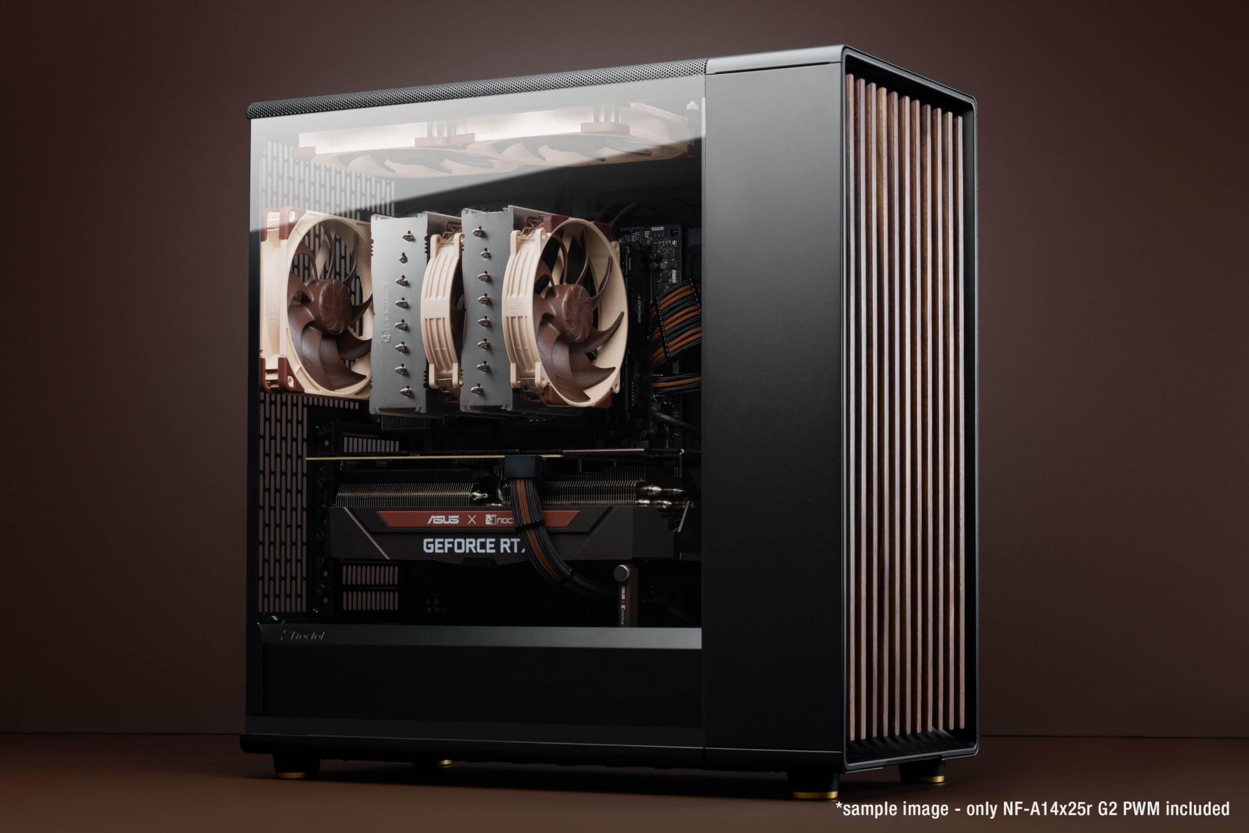 Noctua NF-A14x25r G2 PWM Premium 140mm PC Cooling Fan - Ultra Quiet, Push-Pull Set of 2 (Brown) - Perfect for Gaming PC, Workstation & Server Cooling