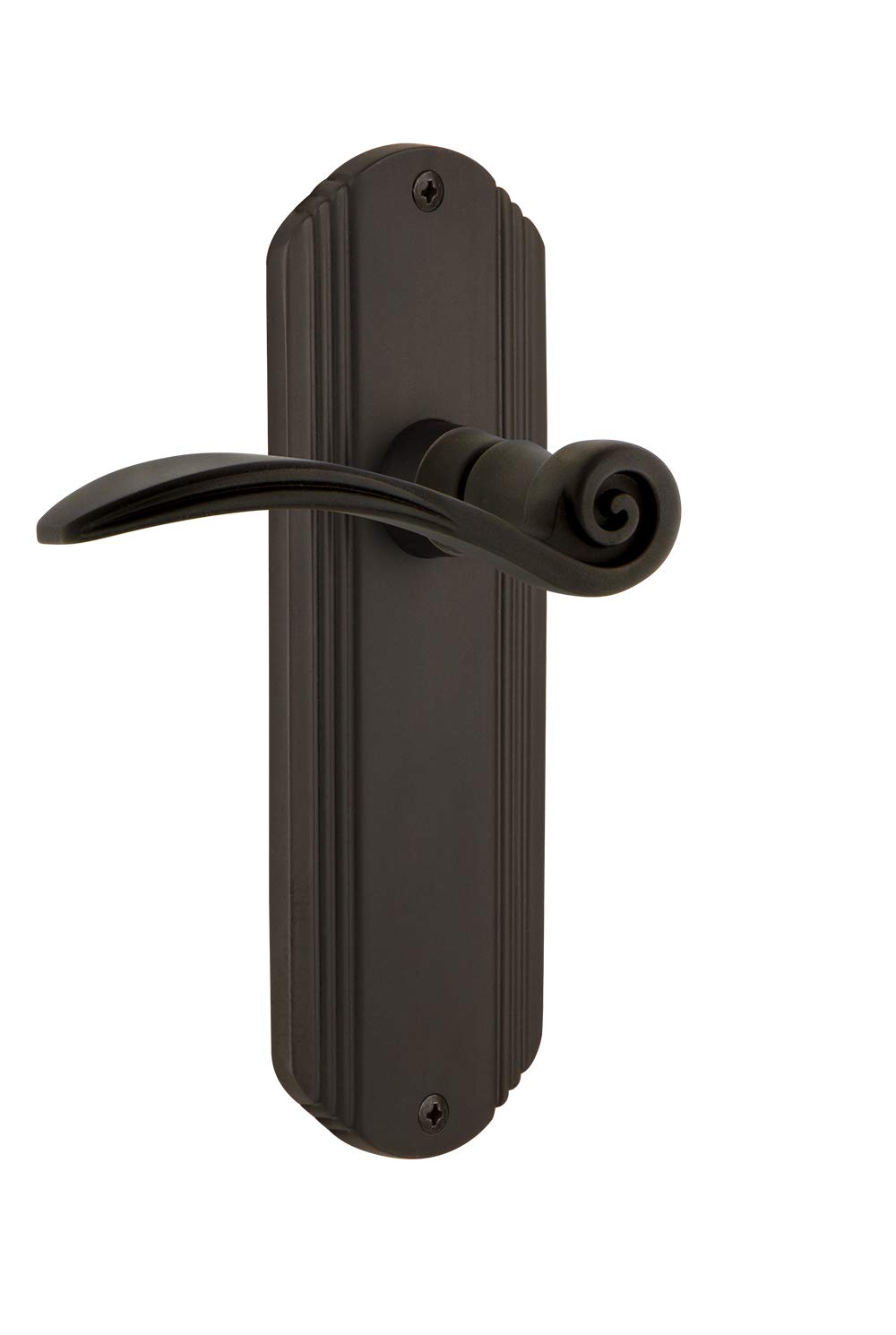 Vintage Style Deco Plate Privacy Swan Lever Door Handle - Oil Rubbed Bronze Finish for Bedroom, Bathroom & Interior Doors - Classic Home Decor Hardware