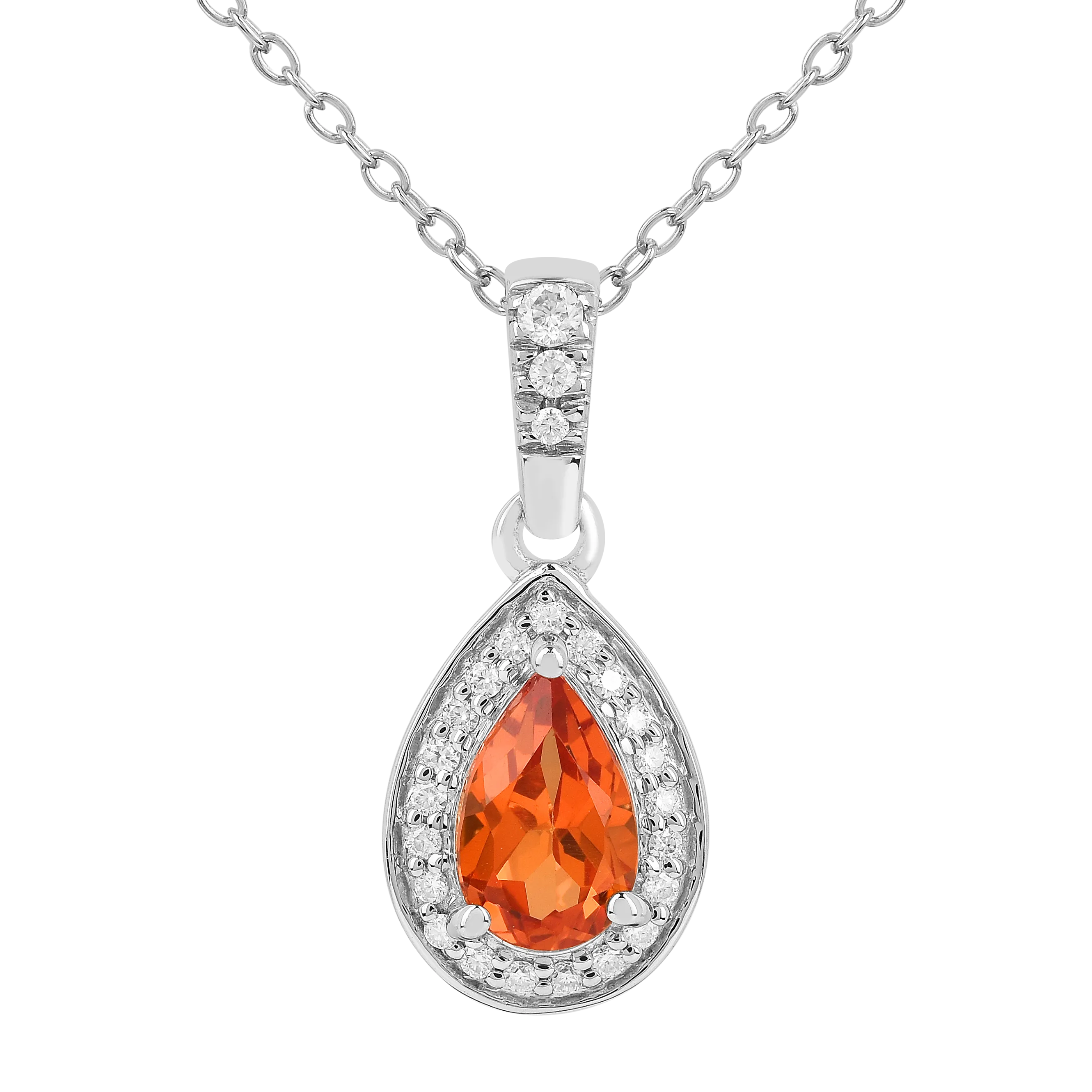 Exquisite Peach Sapphire Teardrop Pendant Necklace - Elegant Jewelry for Women, Perfect for Weddings, Anniversaries & Special Occasions