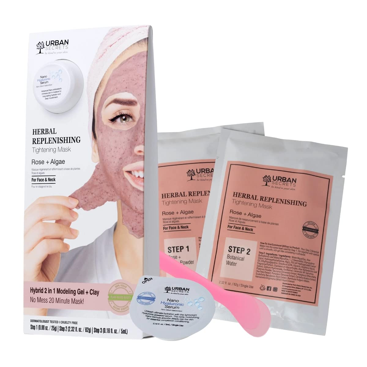 Rose & Algae Herbal Replenishing Tightening Hybrid Mask - 3.36 oz | Hydrating & Firming Face Mask for Glowing Skin | Perfect for Spa Nights & Self-Care Routines