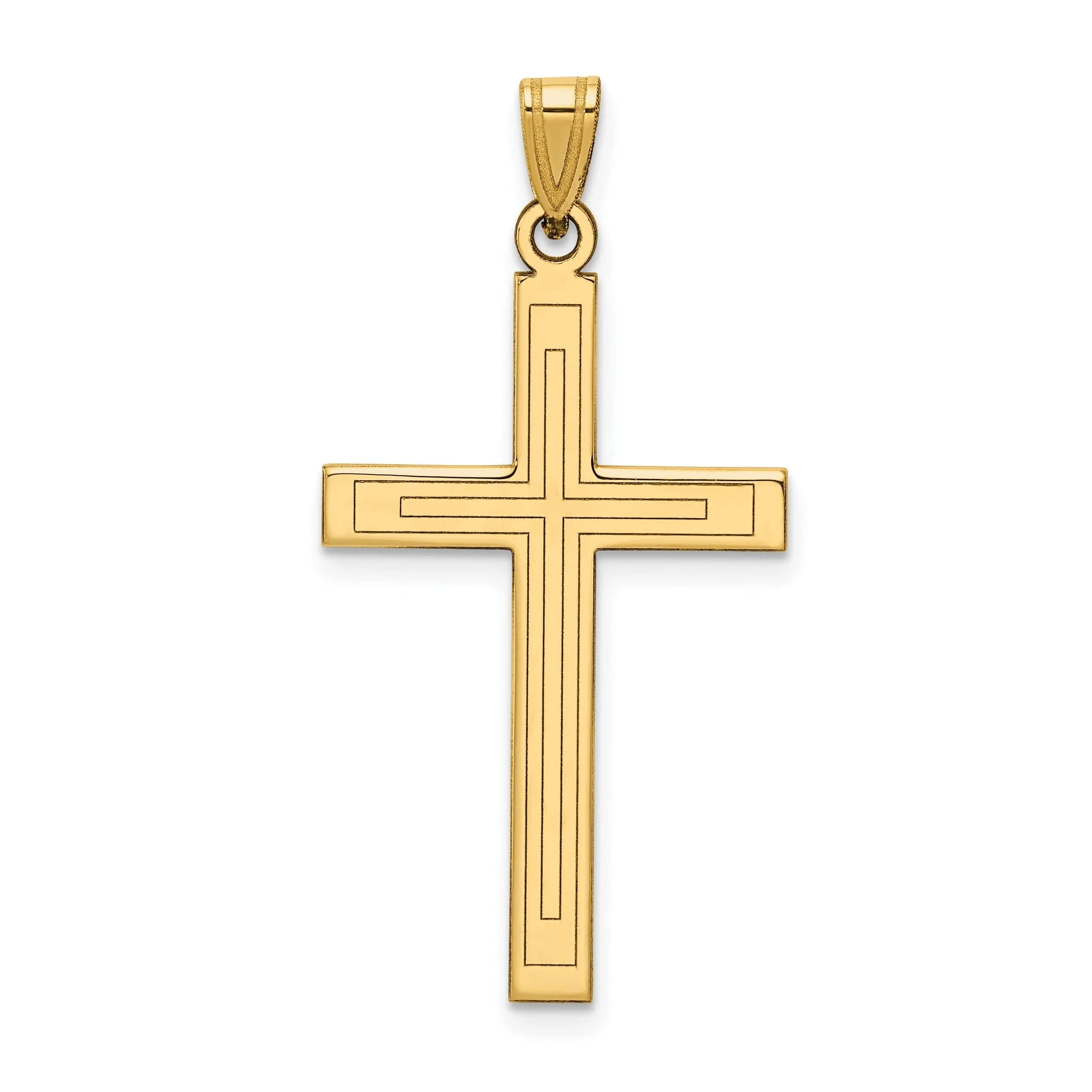 14K Yellow Gold Solid Cross Pendant for Women - Elegant Religious Jewelry Gift for Baptism, Confirmation & Everyday Wear