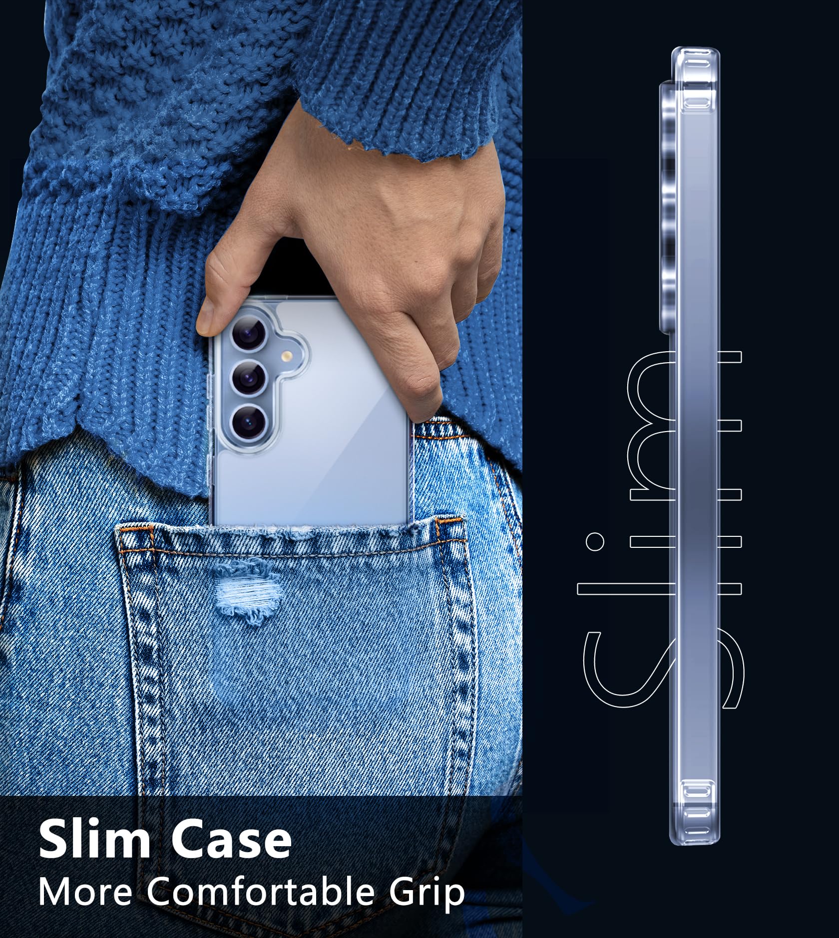FNTCASE Clear Shockproof Case for Samsung Galaxy S24/S25 - Slim Protective Cover with Anti-Yellowing & Scratch-Resistant Design | Drop-Proof 5G Phone Case for Everyday Protection (Perfect for Work, Travel & Outdoor Activities)