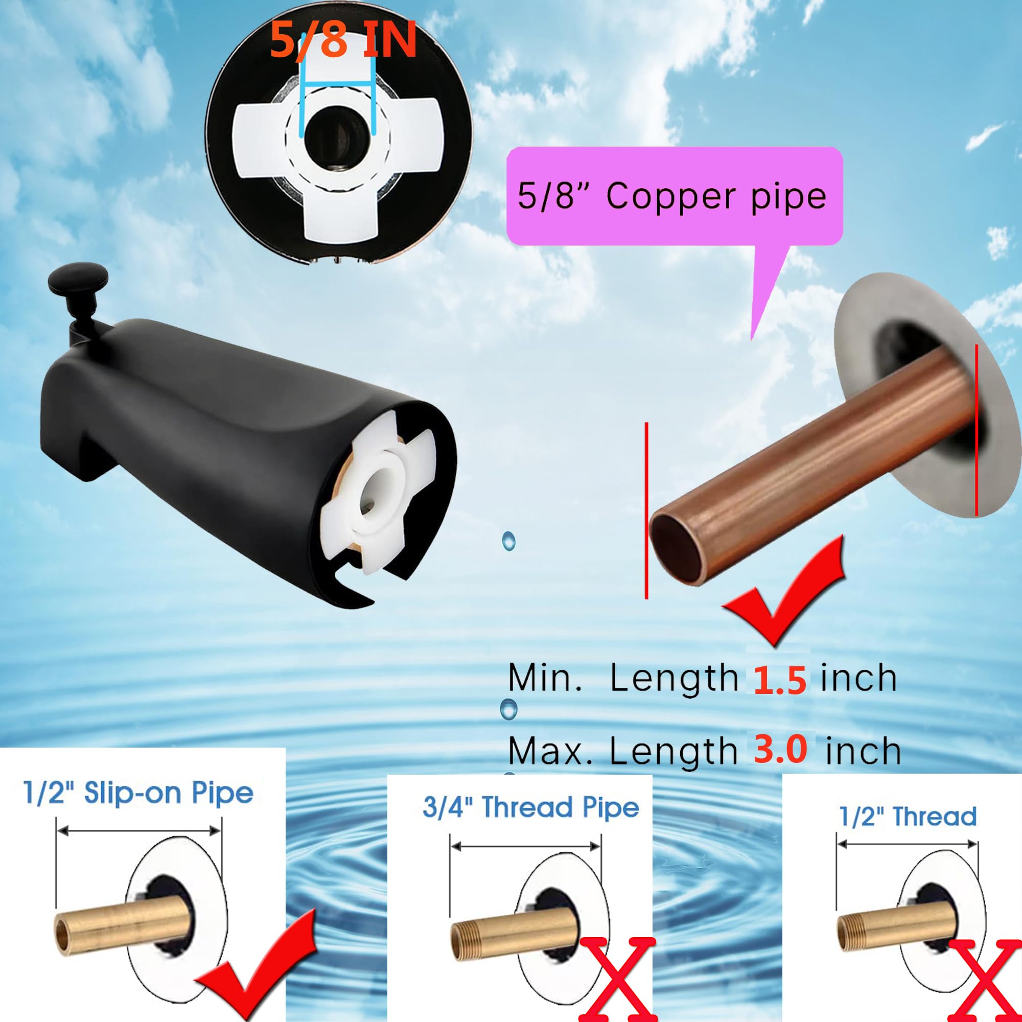 SpoutParts Replacement Kit - Only Parts, No Tub Spout Body Included | Compatible with Most Bathtub Faucets | Perfect for DIY Plumbing Repairs and Home Renovations