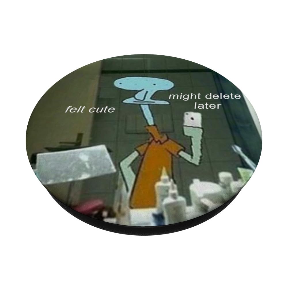 Funny Felt Cute Might Delete Later Mirror Meme PopSockets PopGrip - Swappable Phone & Tablet Grip with Lol Art Design - Perfect for Selfies, Social Media & Pop Culture Fans