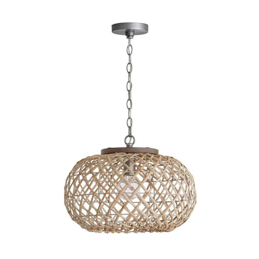 Capital Lighting 340811GK Rainey Natural Rattan Wide Basket Pendant Light - 1-Light 100W, 14
