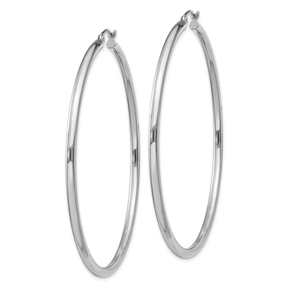 925 Sterling Silver 2.5mm Round Hoop Earrings - 62mm x 59mm | Hypoallergenic Dainty Everyday Jewelry for Women | Perfect for Work, Date Night & Gifts