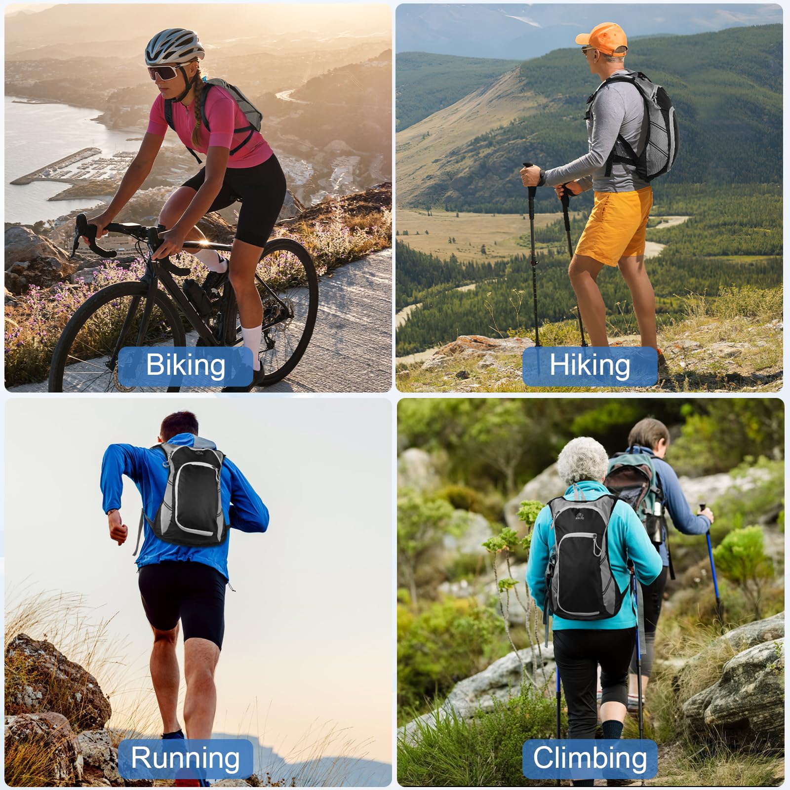 Zacro 2L/3L Hydration Backpack - Leak Proof Hiking Backpack with TPU Water Bladder - Lightweight Hydration Pack for Running, Hiking, Biking & Climbing - Perfect for Outdoor Adventures & Sports Activities