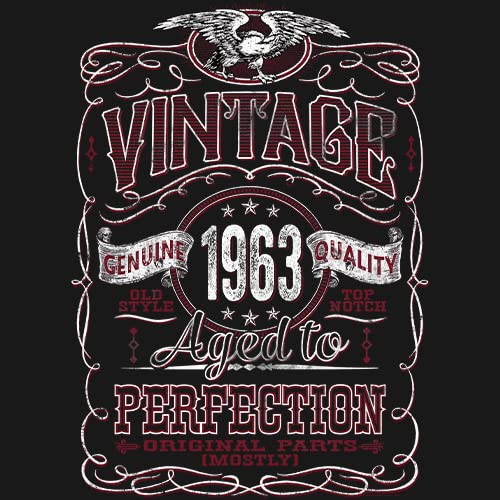 Vintage 1963 Aged to Perfection 62nd Birthday Gift T-Shirt for Men - Funny 62 Year Old Birthday Present - Perfect for Parties & Celebrations