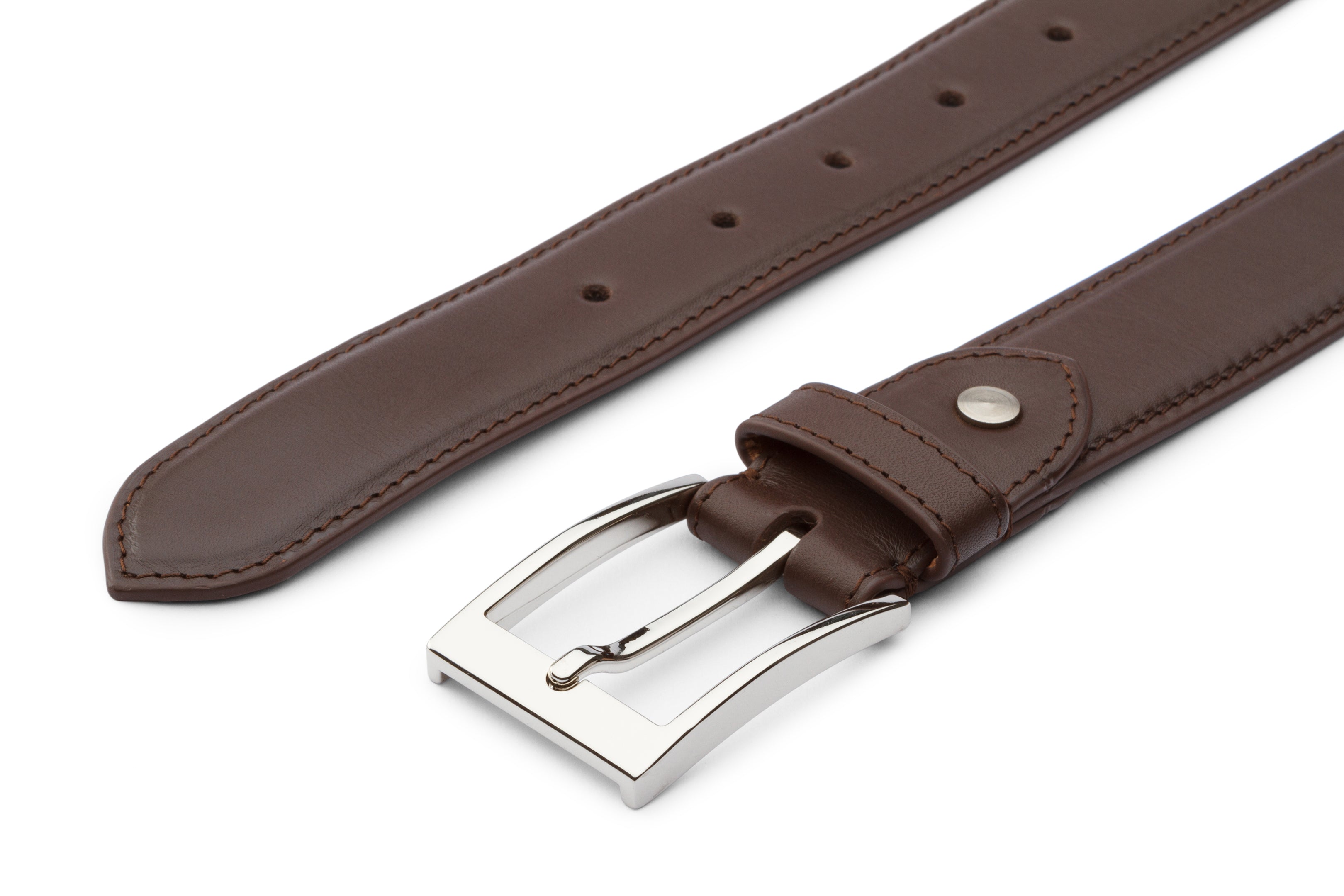 Premium Dark Brown Flat Belt for Men - Classic Leather Dress Belt for Office, Casual & Formal Wear - Adjustable Waistband for Comfort & Style