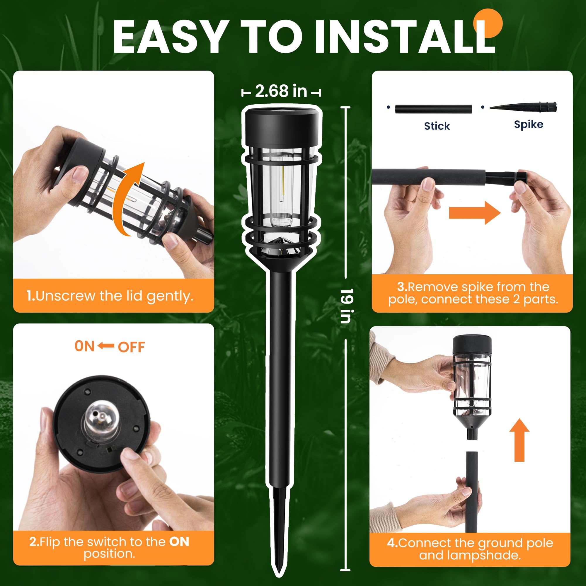 SOLPEX 4 Pack Solar Pathway Lights Outdoor - Waterproof Solar Powered Landscape Lights for Yard, Garden, Walkway & Driveway | Dusk to Dawn Auto On/Off, Easy Installation, Weather Resistant for Year-Round Use