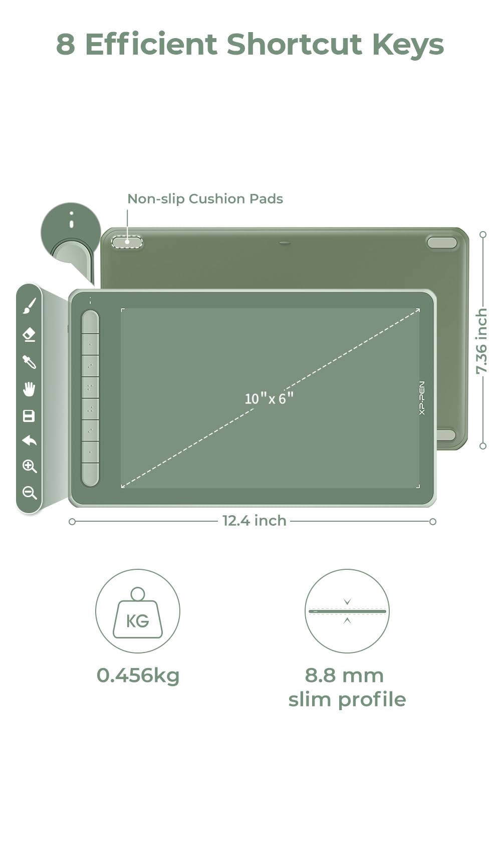 XPPen Deco LW Wireless Drawing Tablet - 10x6 Inch Bluetooth Graphics Tablet with Battery-Free X3 Stylus, Compatible with Windows 11, Mac, Linux, Android & Chrome OS (Green) | Perfect for Digital Art, Animation, Photo Editing & Online Teaching