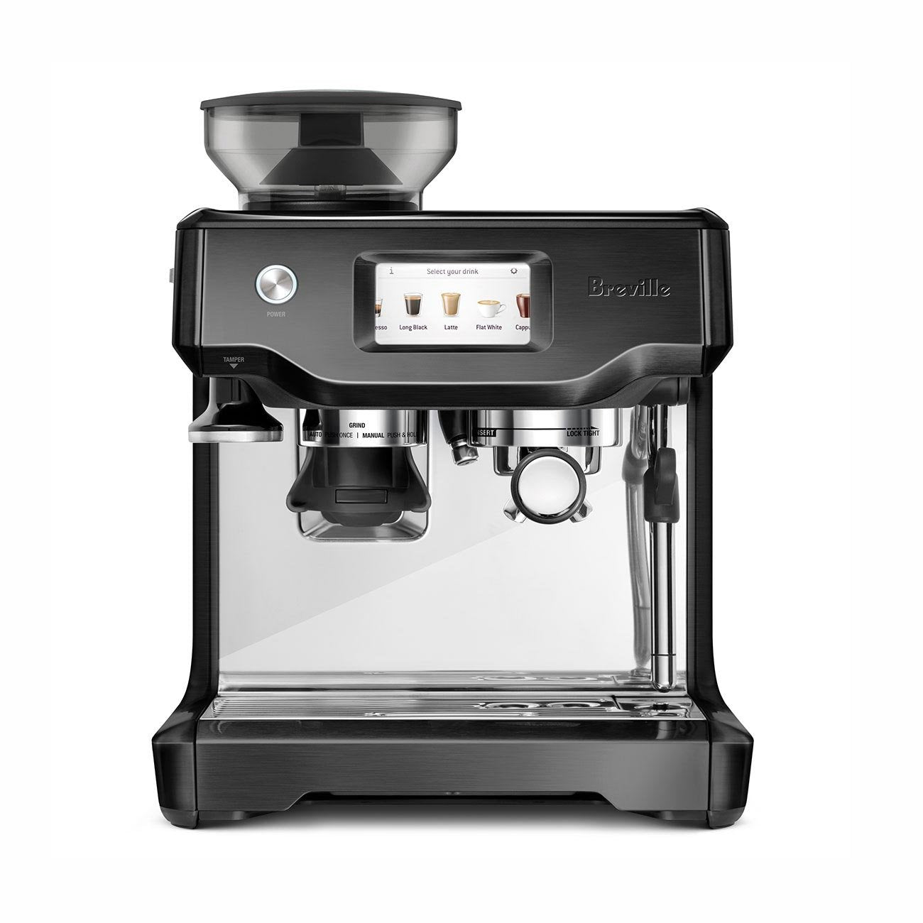 Breville BES880BTR The Barista Touch Espresso Machine - Black Truffle | Semi-Automatic Coffee Maker with Built-in Grinder | Perfect for Home Baristas & Coffee Lovers