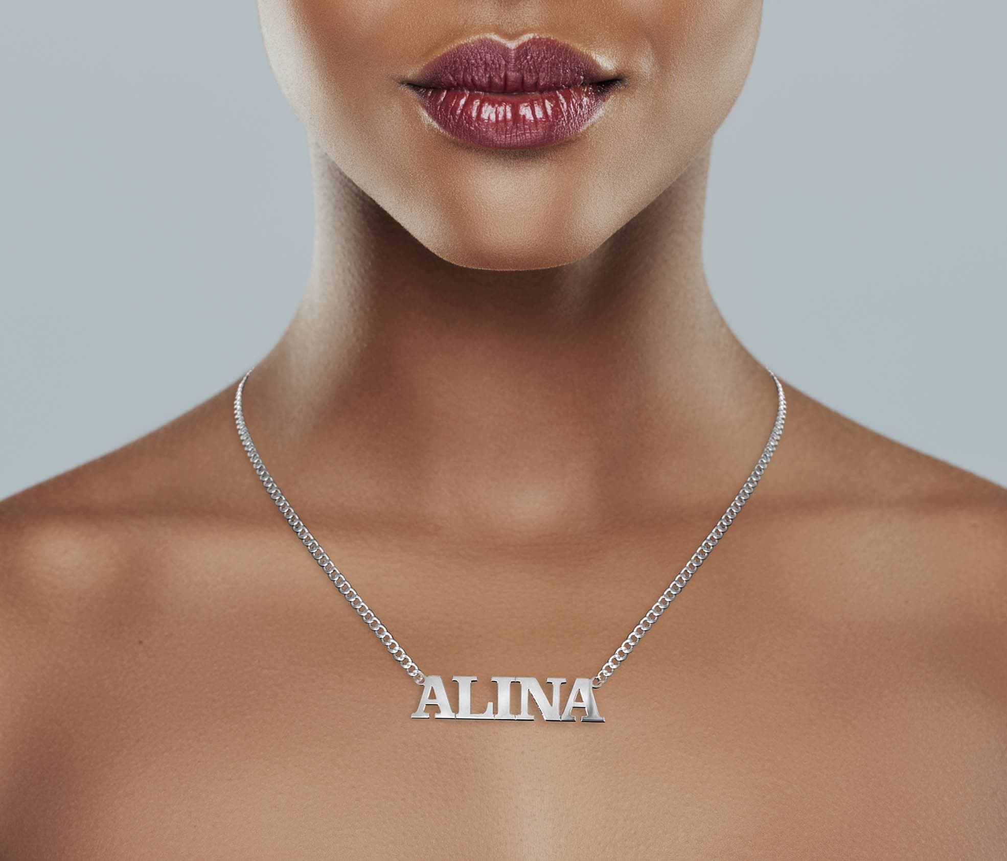 14K White Gold Personalized Name Plate Necklace for Women - Custom Engraved Initial Pendant Jewelry Gift for Her | Birthday, Anniversary, Valentine's Day Present