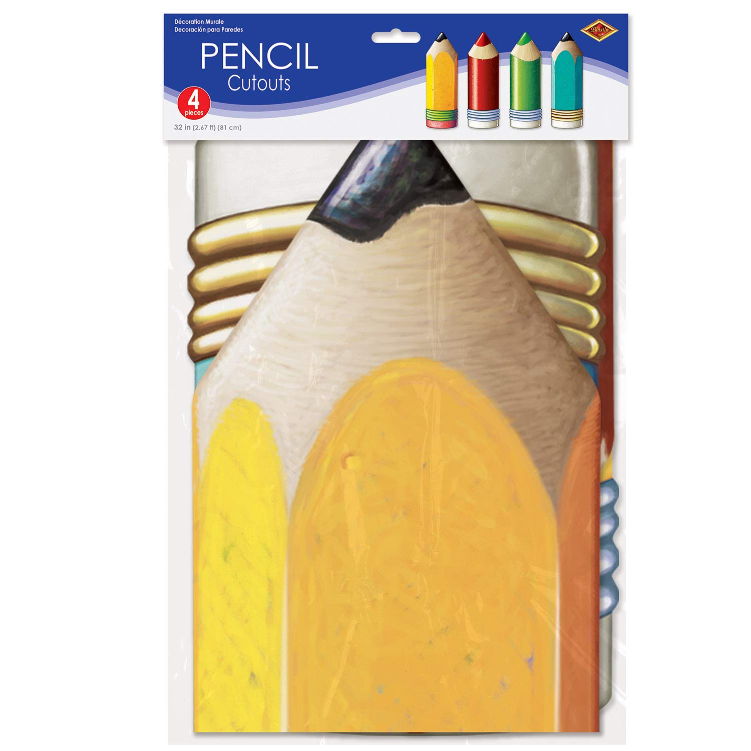 Beistle 32 Inch Jumbo Pencil Cutouts - Pack of 48 Colorful Back to School Decorations & Teacher Supplies | Perfect for Classroom Bulletin Boards, School Events & Teacher Appreciation Gifts