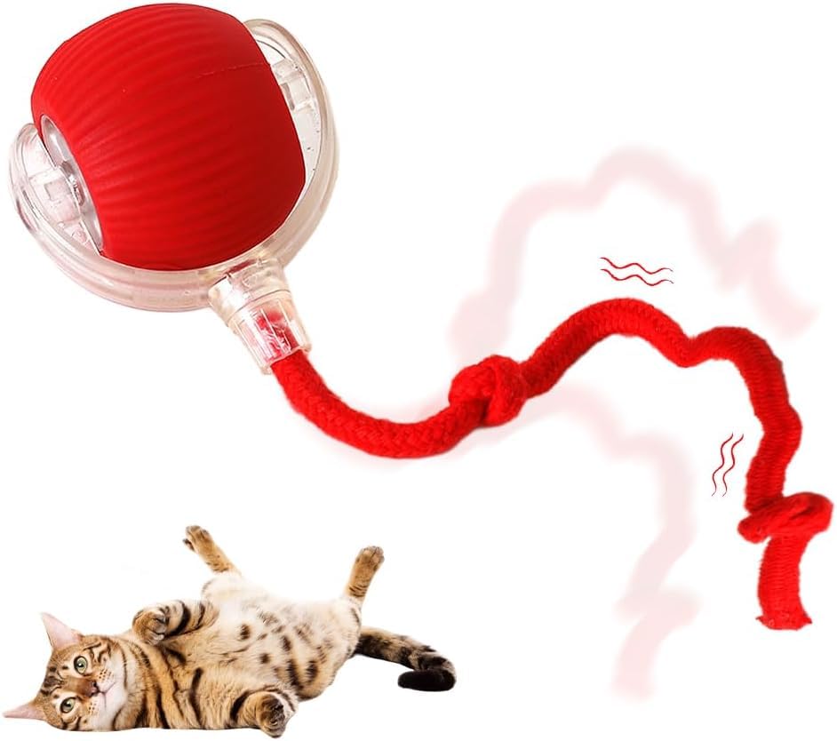 2025 Interactive Rolling Dog Ball - Smart 360° Electric Self-Moving Pet Toy for Dogs & Cats | Automatic Rolling Ball for Indoor/Outdoor Play (Red) | Perfect for Exercise, Training & Entertainment
