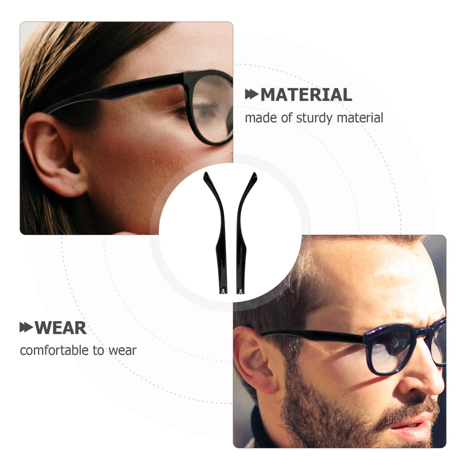 Healvian 1 Pair TR90 Replacement Sunglasses Temples - Universal Fit for Most Eyeglass Frames - Durable & Lightweight Glasses Accessories for Men & Women - Perfect for Reading, Driving, and Outdoor Activities