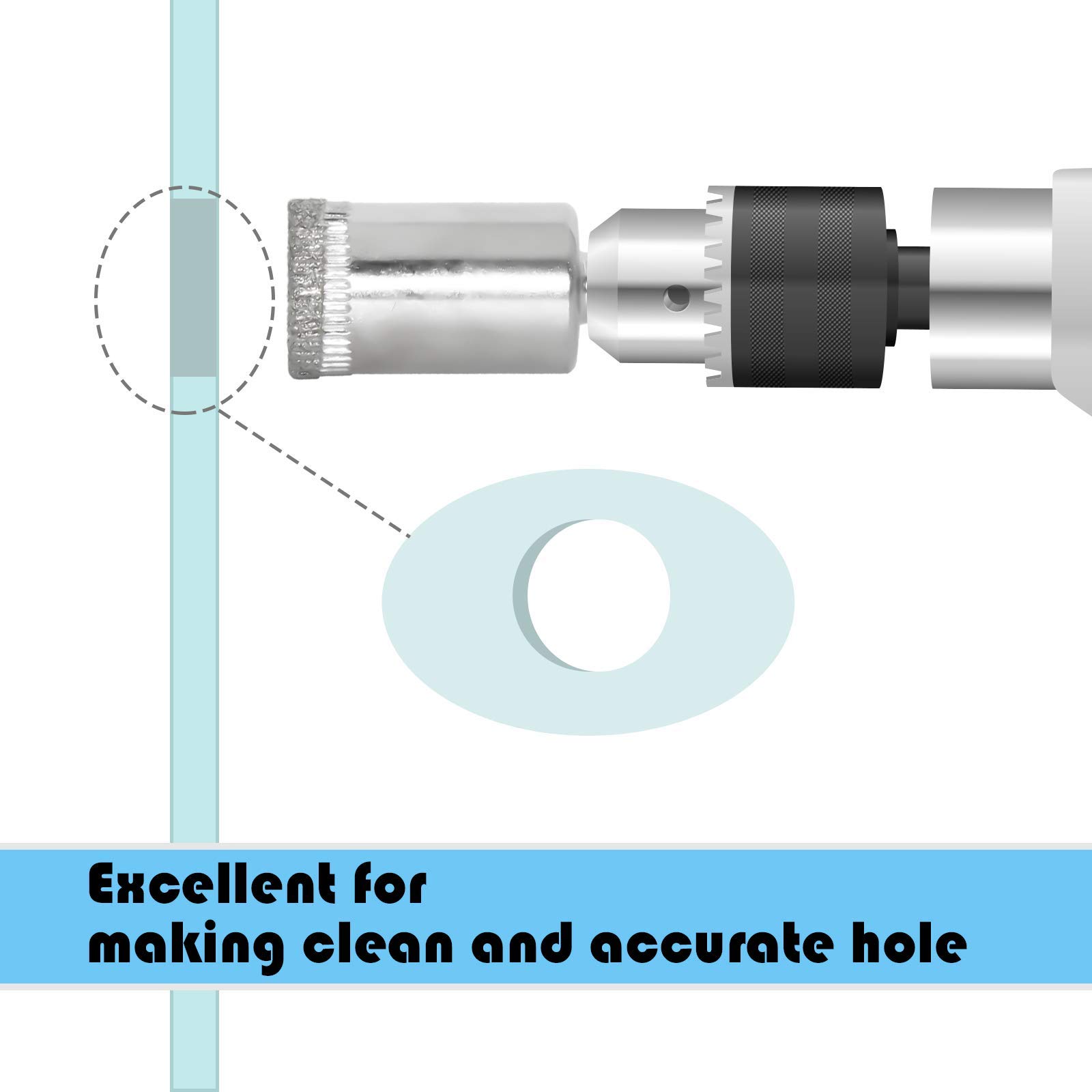 Premium Diamond Coated Drill Bit Set for Marble, Glass & Tile - 6mm Hole Saw Kit (3-Piece) - Perfect for Bathroom Renovation, DIY Crafts & Home Improvement Projects