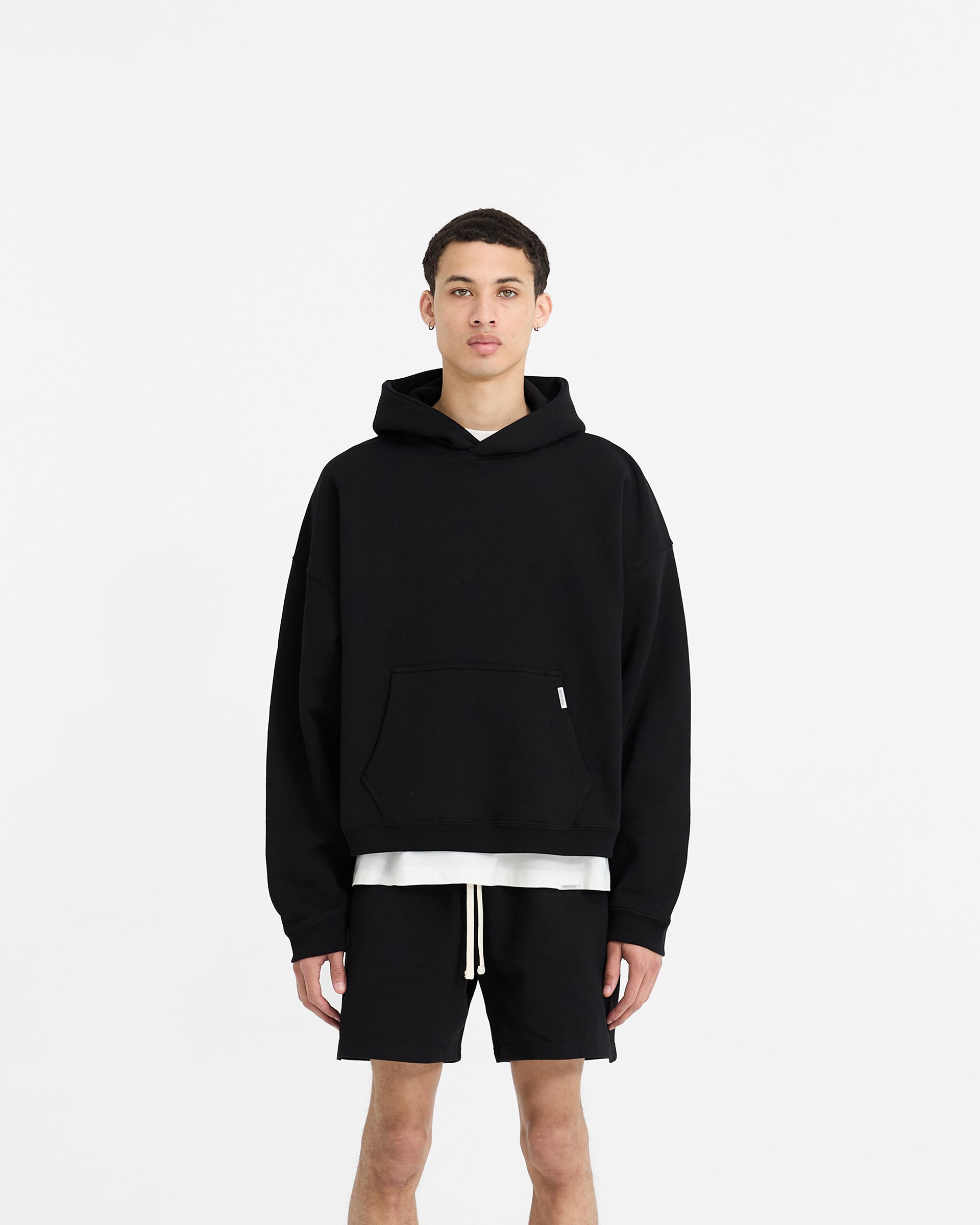 Initial Boxy Hoodie for Men & Women - Black Oversized Streetwear Sweatshirt | Perfect for Casual Wear, Street Style & Loungewear