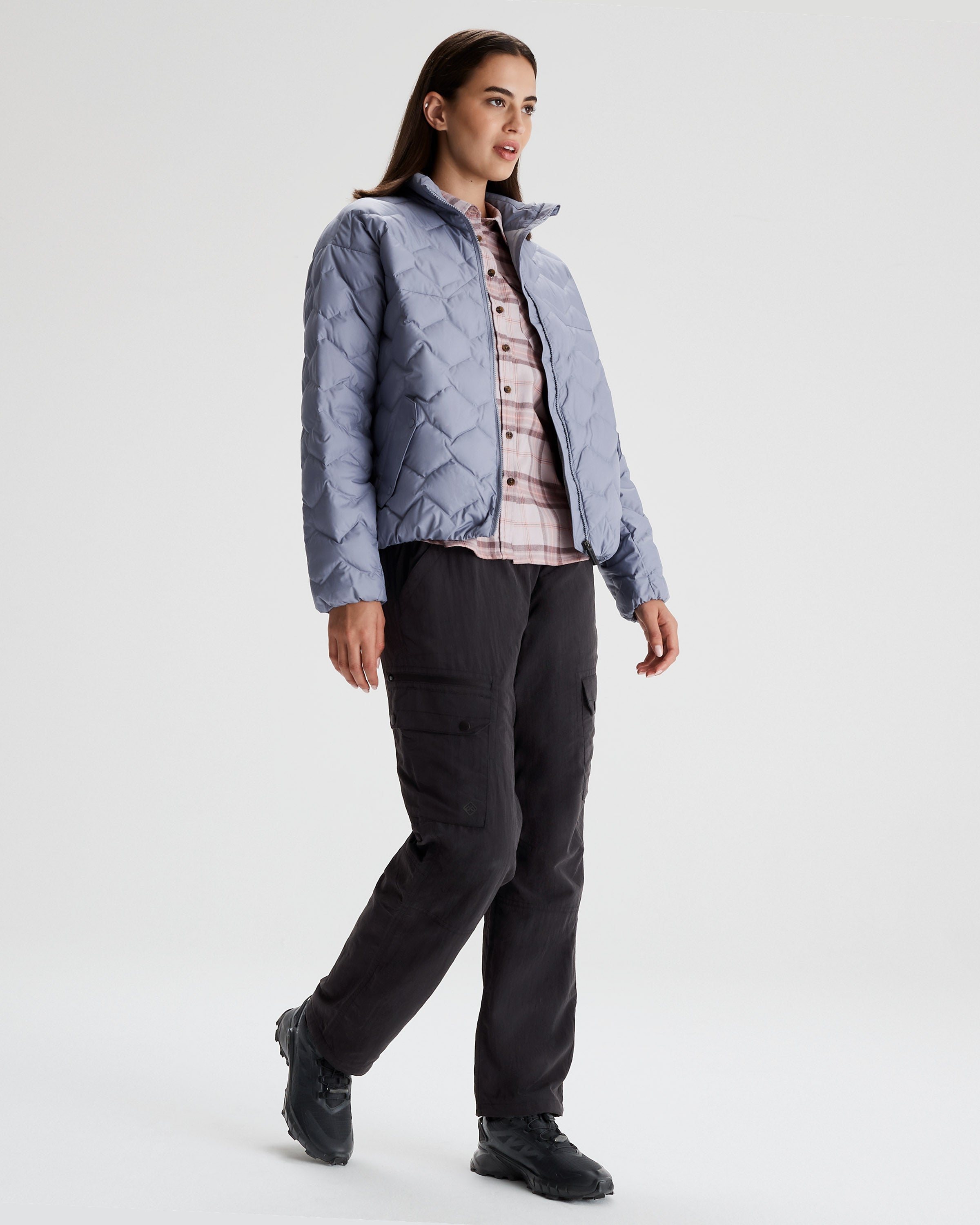 Women's Anytime Down Puffer Short Jacket - Lightweight Warm Winter Coat for Outdoor Activities, Dark Haze | Perfect for Hiking, Travel & Casual Wear