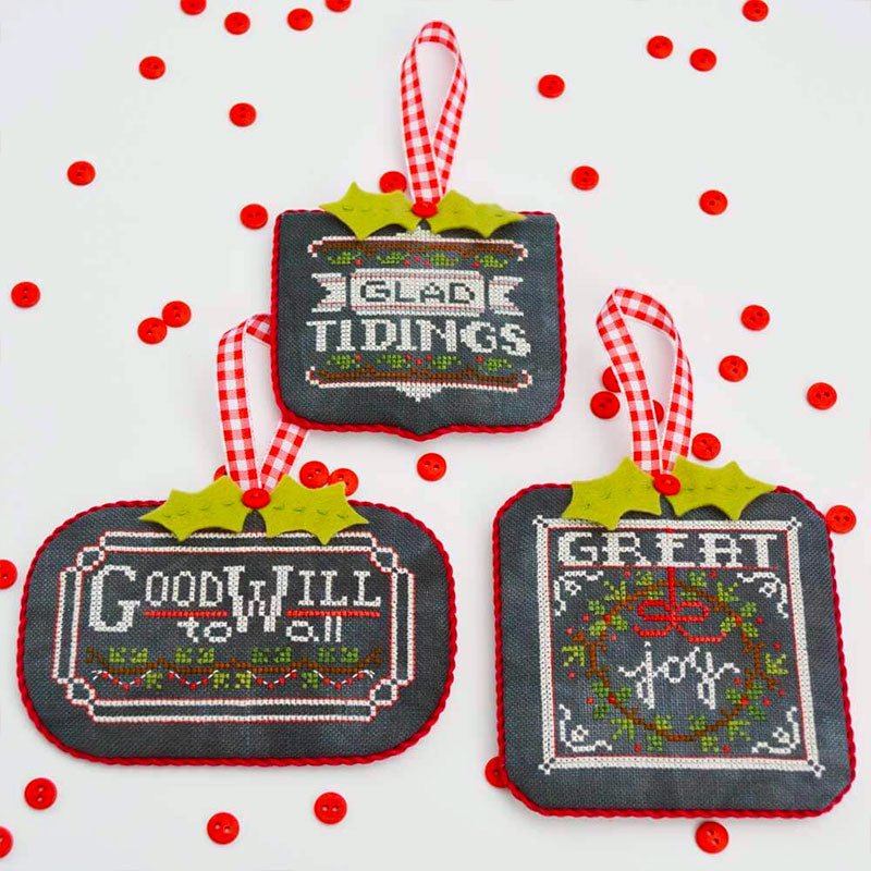 Chalkboard Ornaments Cross Stitch Pattern Part 2 - DIY Holiday Embroidery Kit for Christmas Decorations & Handmade Gifts