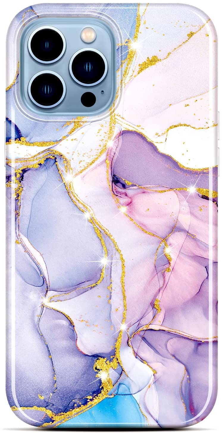 BAISRKE iPhone 13 Pro Max Case 6.7 Inch (2021) - Sparkle Glitter Marble Design, Shockproof Flexible TPU Bumper Cover for Women (Lavender) | Perfect for Everyday Use, Gift Giving & Fashion Protection