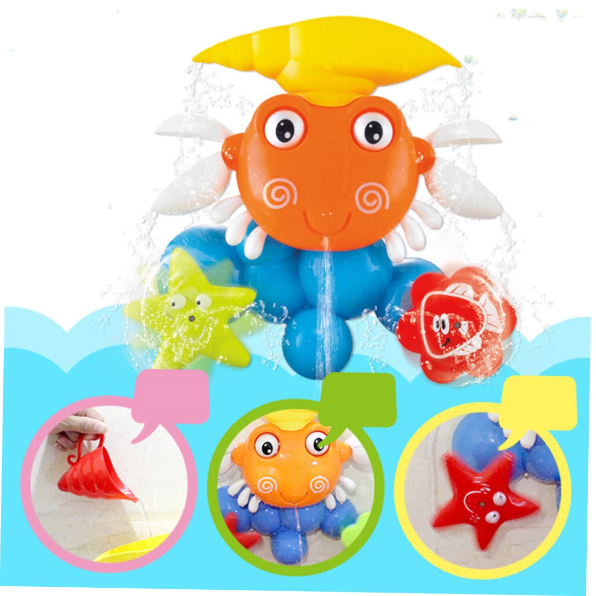 HOOTNEE Water Toys for Kids - Fun Bath Crab Car Toys, Cartoon Bathtub Toys for Toddlers | Perfect Bath Time Play & Pool Party Fun