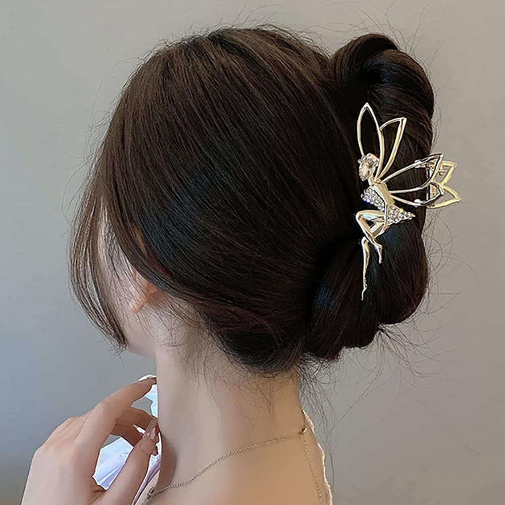 INHEAVEN 1PC Rhinestone Hair Claw Clip for Women - Elegant Metal Hair Clips with Dancing Girl Design, Multi Color Hair Accessories for Party, Wedding, Daily Use
