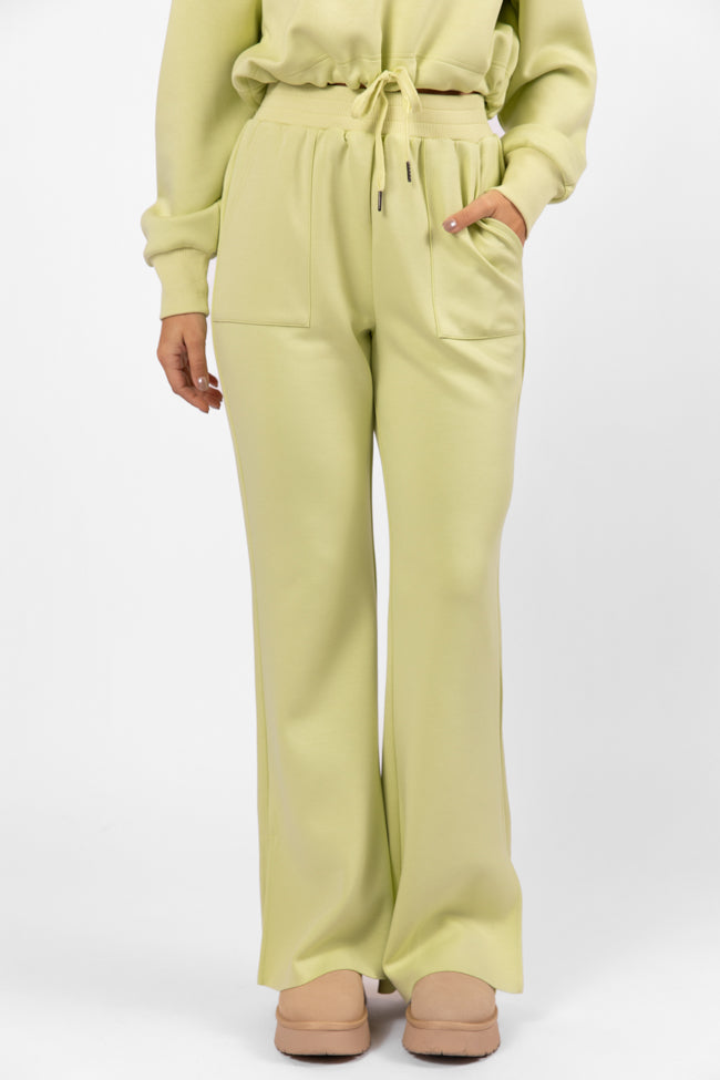 Only One Lime Wide Leg Pull On Pants for Women - Comfortable Elastic Waist Lounge Pants - Perfect for Yoga, Home Wear & Casual Outfits