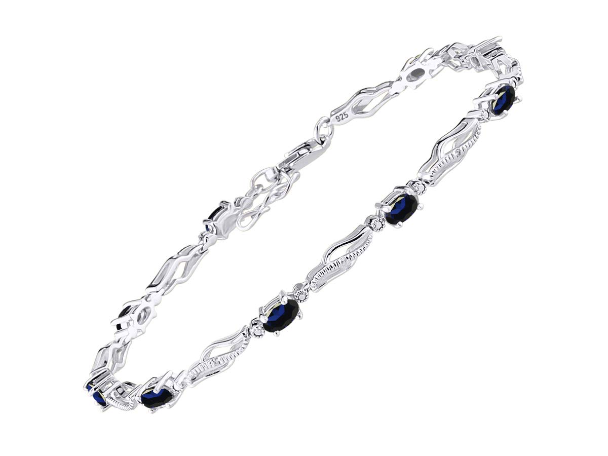 Rylos 925 Sterling Silver Serenity Wave Tennis Bracelet for Women - Adjustable 7