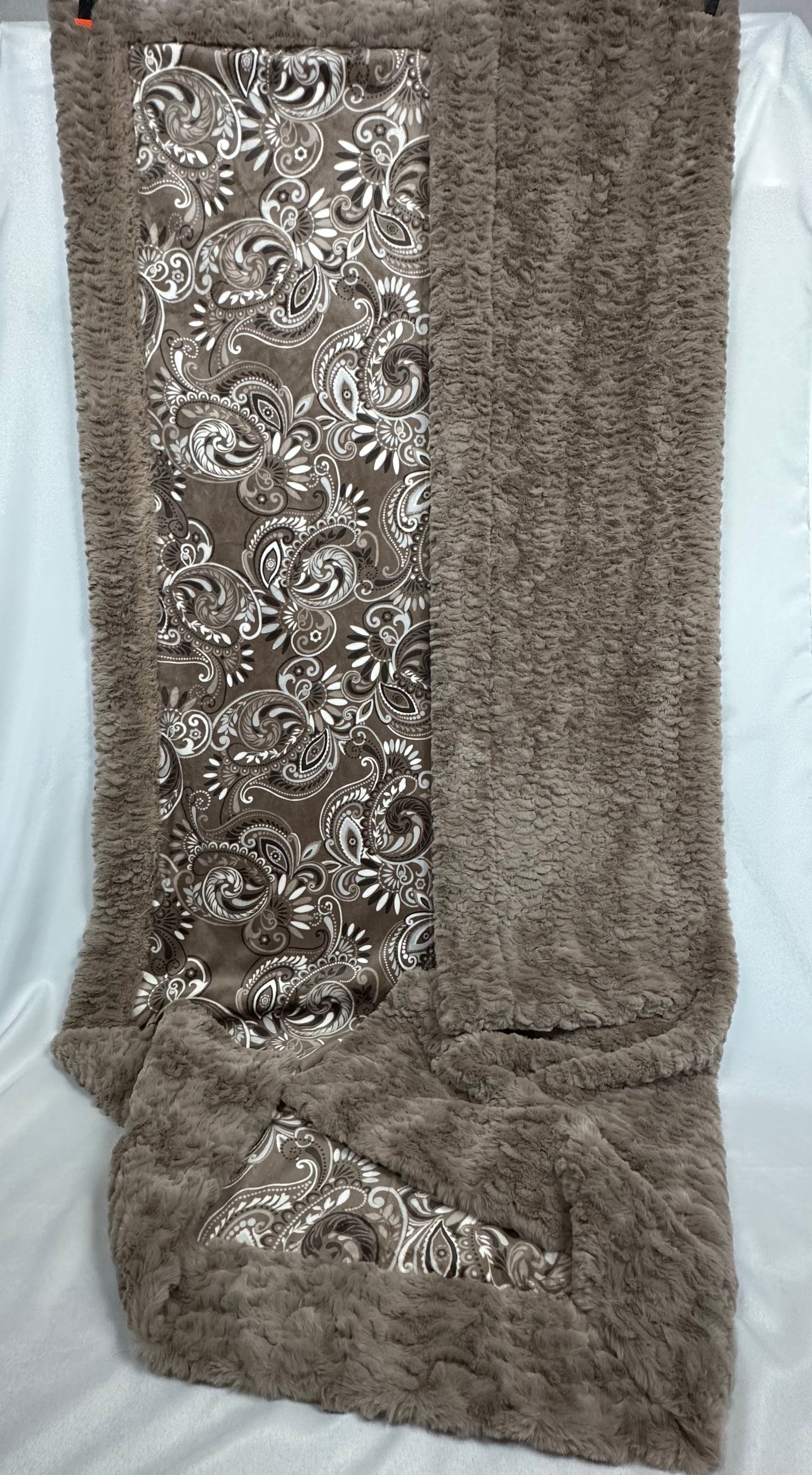 Paisley Taupe on Light Taupe Florence Extra Large Adult Blanket 53x81 Inches - Soft Cozy Throw for Couch, Bed & Home Decor
