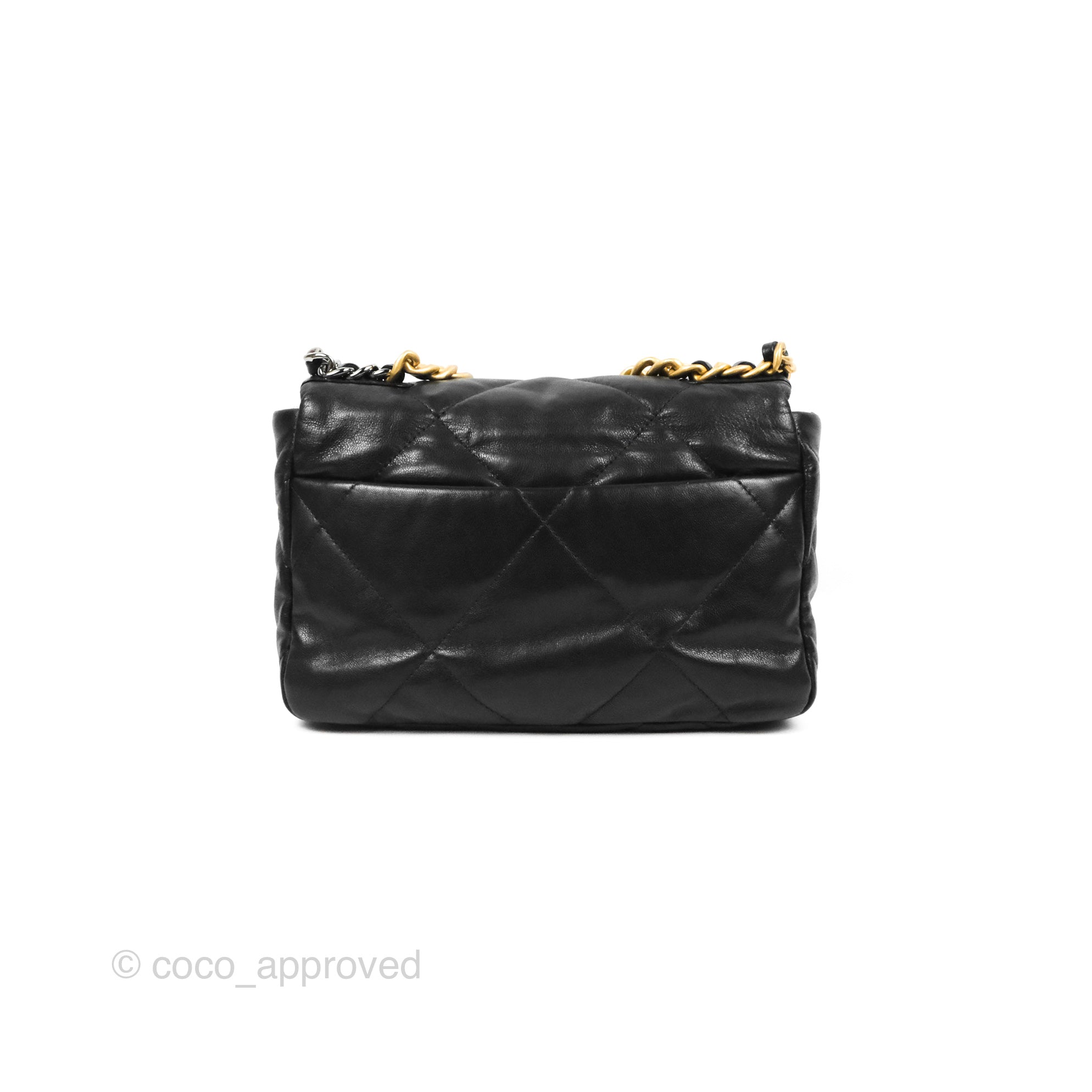 Chanel 19 Small Black Goatskin Leather Bag with Mixed Gold/Silver Hardware - Luxury Crossbody Purse for Women, Perfect for Date Night & Evening Events