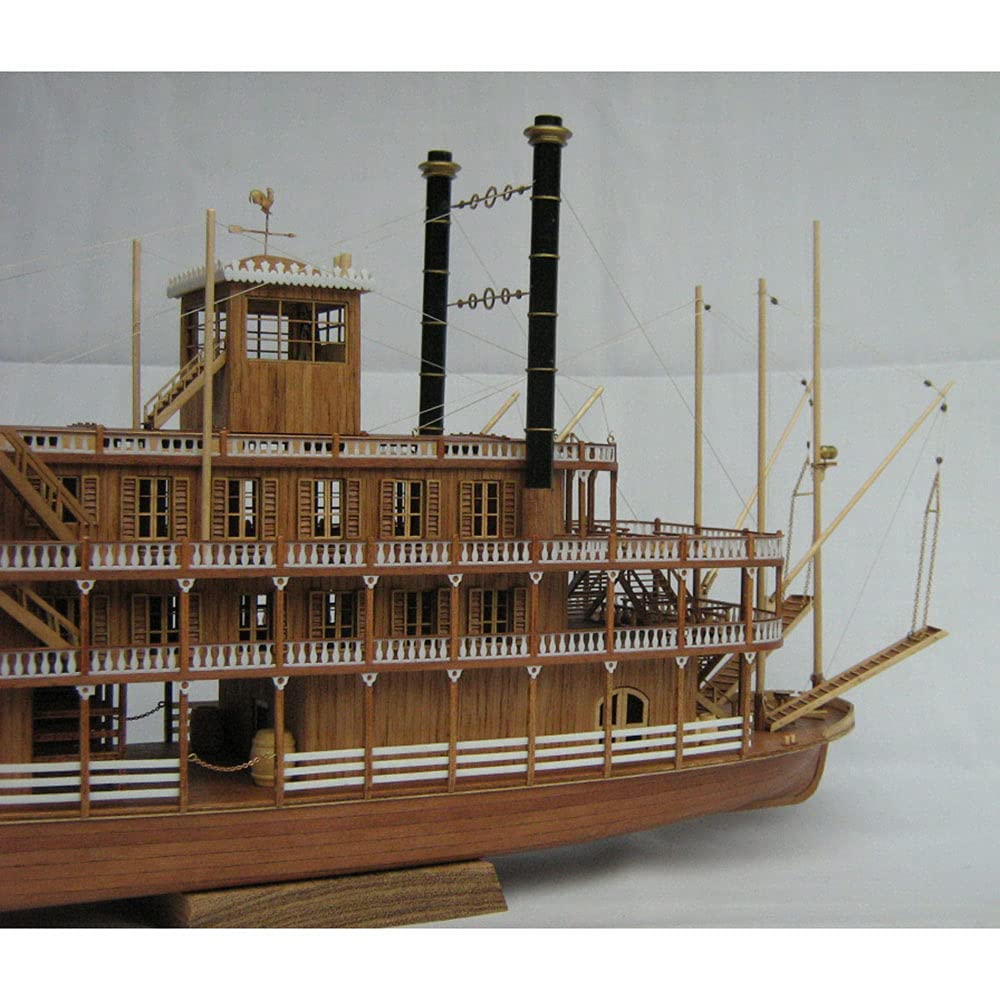 1/100 Scale US Mississippi Steamer Ship Model Kit - Premium Wooden Boat Building Set for Adults & Collectors - Perfect for Home Decoration, DIY Projects and Gift Giving