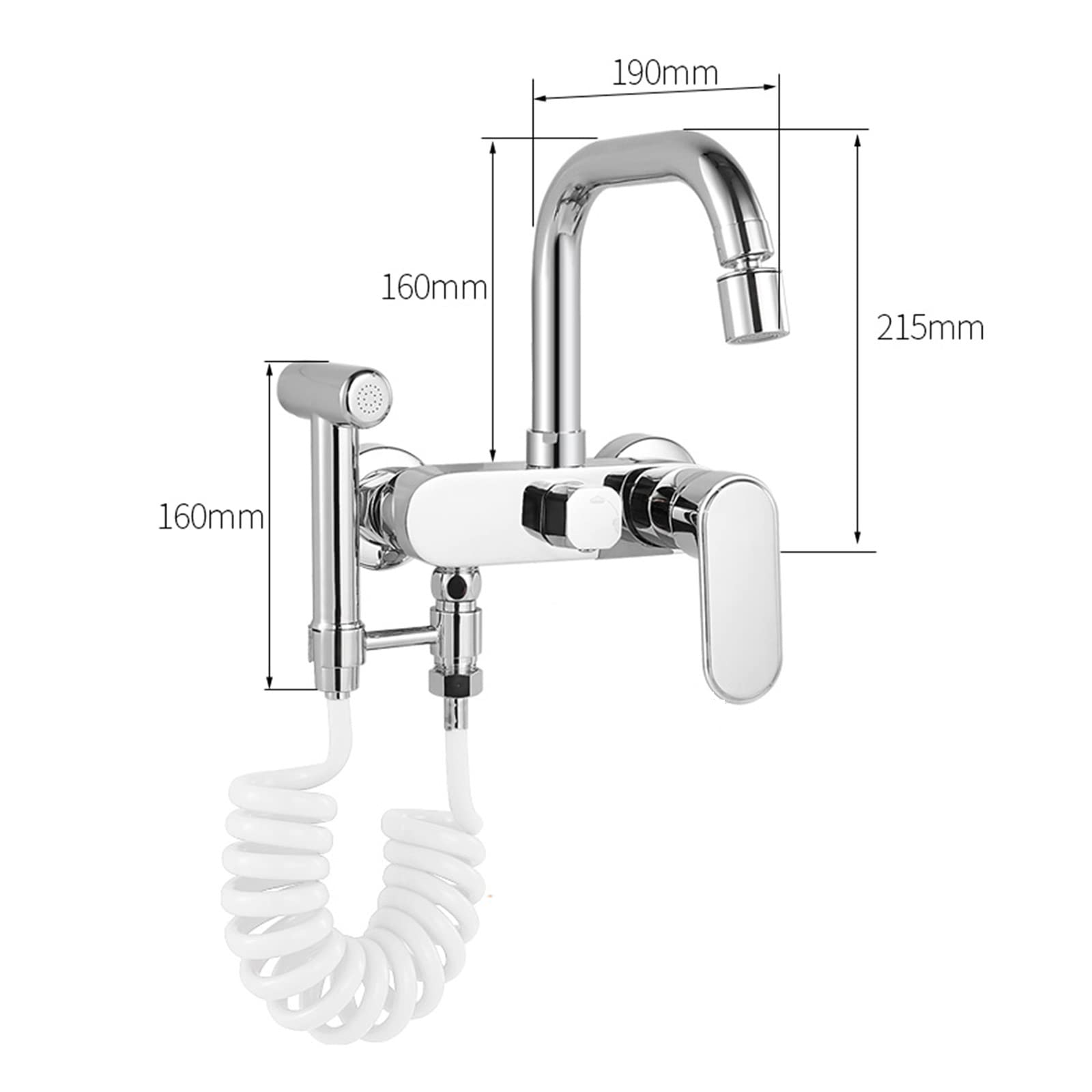 Brass Wall Mounted Kitchen Faucet with Swivel Spray for Cooking