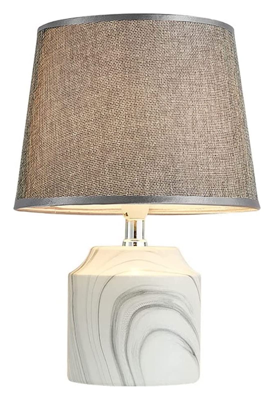 Modern Ceramic Table Lamp with Fabric Shade - E14 Imitation Marble Bedside & Desk Lamp for Home, Hotel Decor - Elegant Dresser & Nightstand Lighting (Size A) - Perfect for Bedrooms, Living Rooms, and Office Spaces