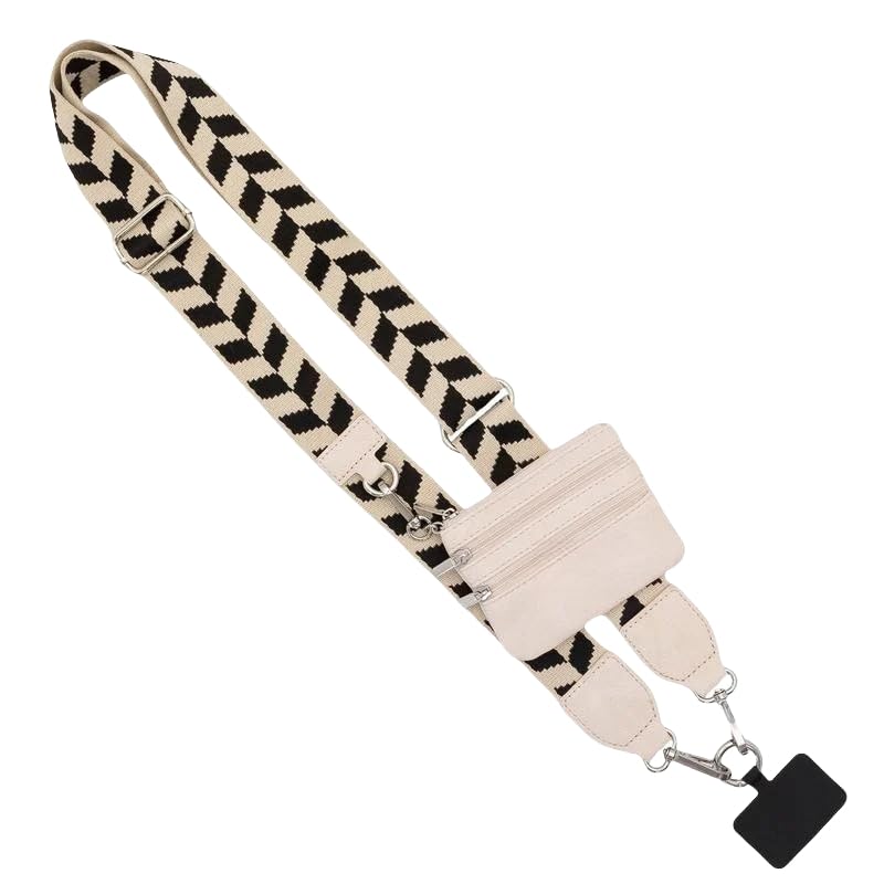Zixuan Adjustable Crossbody Phone Strap with Zippered Pouch & Clip - Hands-Free Convenience for Travel, Shopping & Outdoor Activities (Pink)